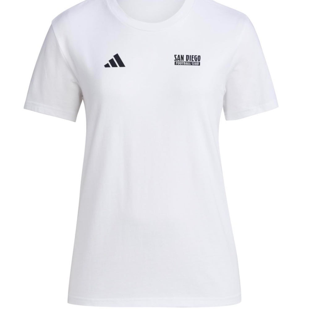 Adidas Womens San Diego FC Pre-Game Short Sleeve Soccer T-Shirt,White/Mls-Sdi-3p